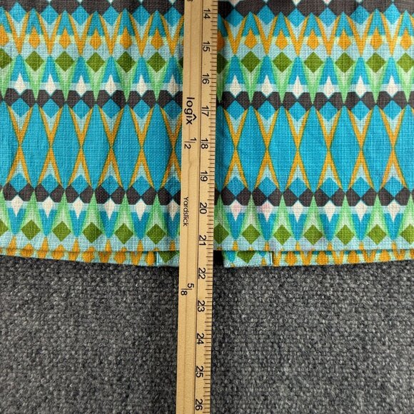 J Crew Pencil Skirt Women Green Blue Geometric Size 6 Back Zip Cotton Office - Picture 7 of 16